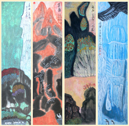 国画 春夏秋冬 276×138cm