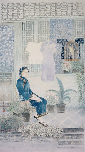 中国画《江南风韵》 尺寸：168cm×94cm