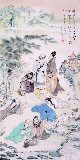 中国画《醉翁之意不在酒》 尺寸：69cm×137cm