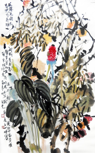 道金平作品《花开花落无间断》68×138cm 2015年