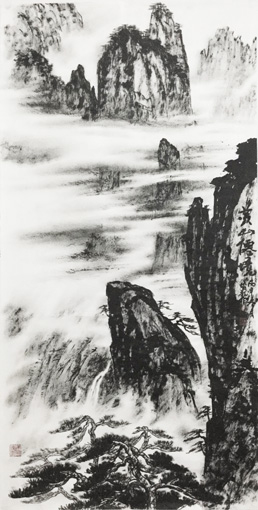 《黄山仙境》138×69cm