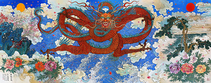 《飞龙在天 十方圆满》366×146cm