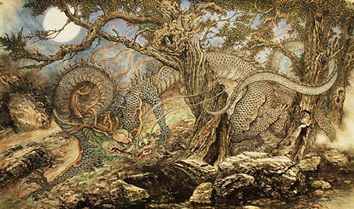 《冷月蒼龍》100×200cm