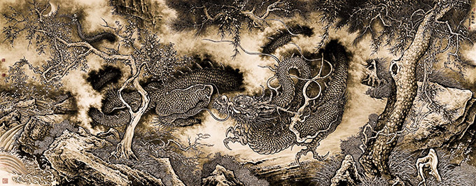 《卧龙听风》366×146cm