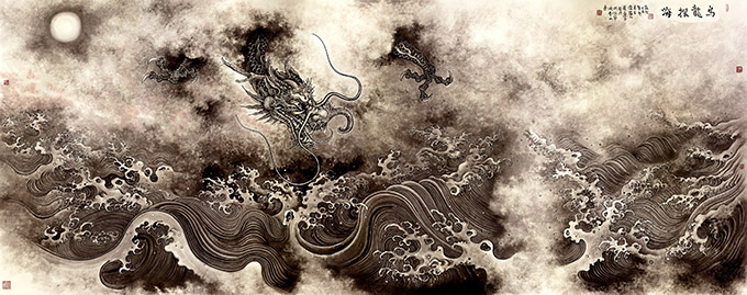 《乌龙探海》366×146cm