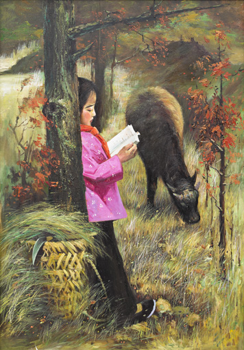 郭银峰油画作品《放学以后》