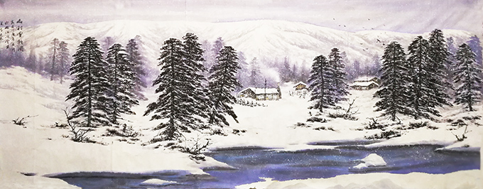 《山村雪韵图》