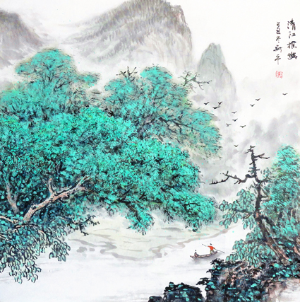 清江探幽 68×68cm