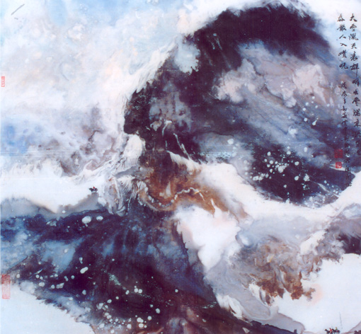 《雪山行》当代帛画