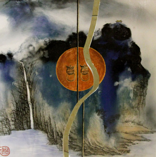 釉下五彩瓷板画2017《开门大吉》