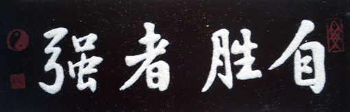 砂石书法《自胜者强》