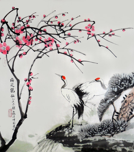 《梅苑鹤仙》60cm×70cm