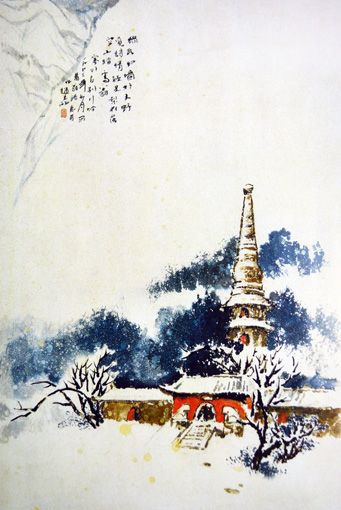 《云居寺初雪》67cm×50cm