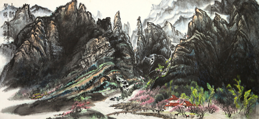 《十渡春晓》200×100cm