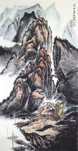 《霞映落叶秋山响》137×68cm