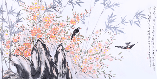 《云淡风轻溪水平》137×70cm