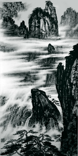 《黄山仙境》138cm×68cm