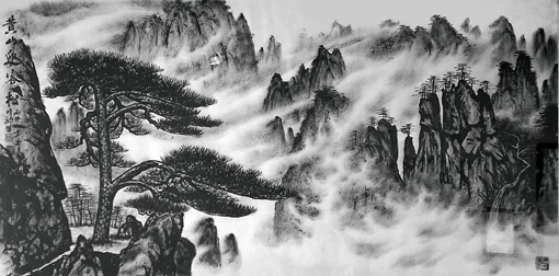 《黄山迎客松》138cm×68cm