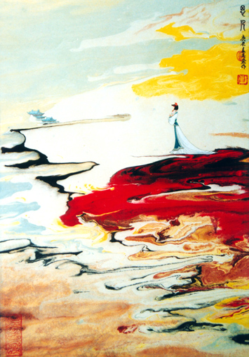 《思凡》 当代帛画 51×35cm 2000年