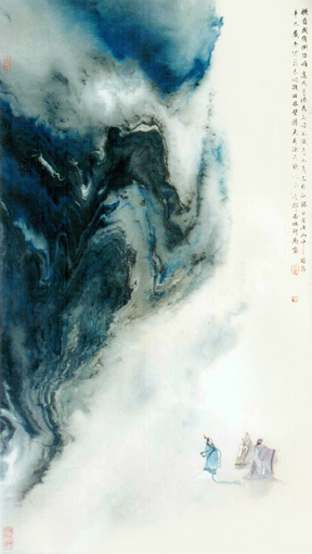 《苏东坡诗意》当代帛画 70×40cm 2001