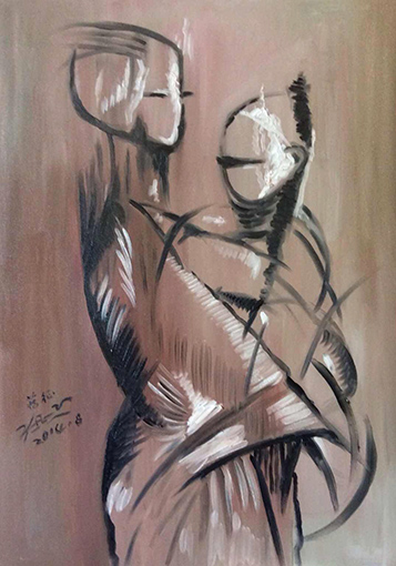 油画《母子情》50cm×70cm 2013年