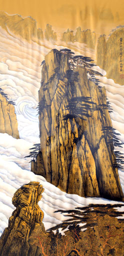 《黄山三奇图》136x68cm