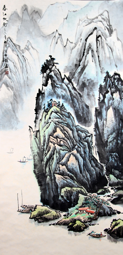 《春江帆影》137x68cm