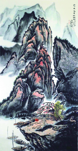 《霞映落叶秋山响》137x68cm