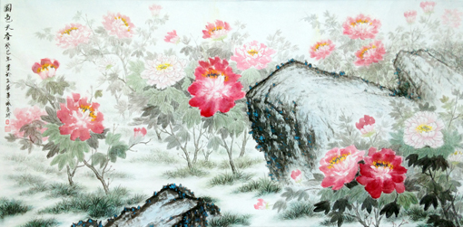 黄展时作品《国色天香》规格：133x67cm 创作于2013年 价格面议