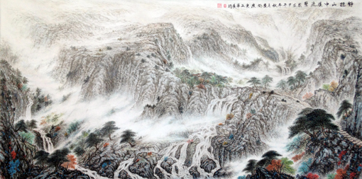 黄展时作品《静听山中溪流声》规格：133x67cm 创作于2014年 价格面议