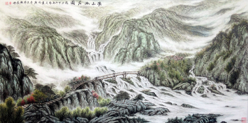 黄展时作品《溪山幽居图》规格：133x67cm 创作于2014年 价格面议