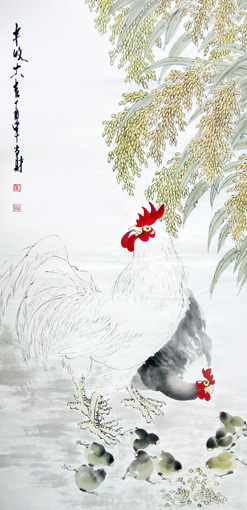 刘当财作品《丰收大吉》规格：138x68cm 售价：8000元