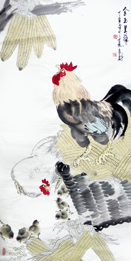 刘当财作品《金玉呈祥》规格：138x68cm 售价：8000元