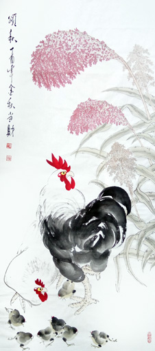 刘当财作品《颂秋》规格：138x68cm 售价：10000元