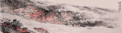 《江流天地外 山在有无中》 规格：180X48cm 创作于2017年 参考价格：1万一幅
