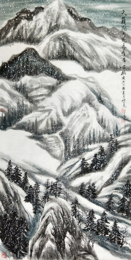 《天籁飞六花，东岭秀古松》价格：3000元