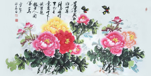 牛瑞华作品：《牡丹》 规格：137cmx69cm 价格：1000元
