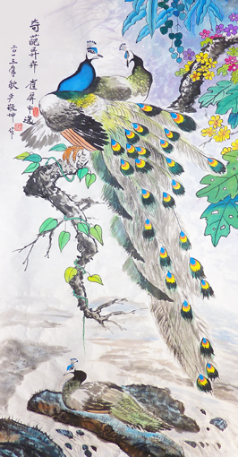 《奇葩异卉》规格：183x98cm 价格：18000元