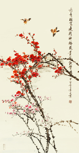陈素贞作品：《梅花》 规格：68cmx136cm 价格：2000元