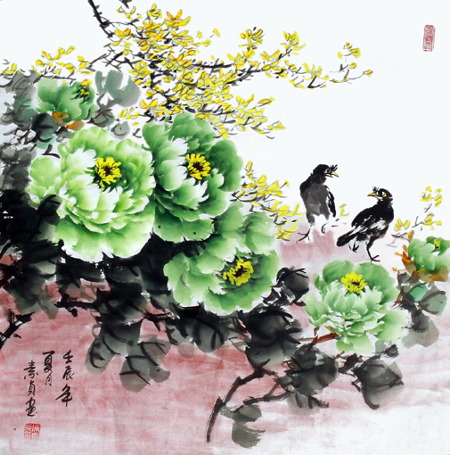 陈素贞作品：《迎春图 》规格： 68cmx68cm 价格：2000元