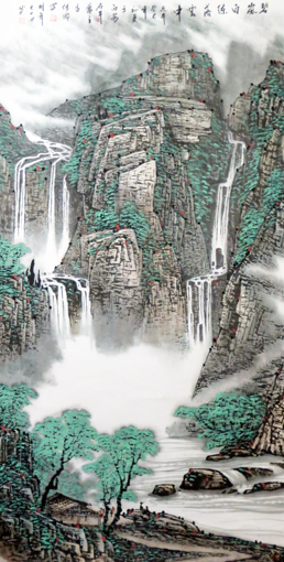 孟传儒作品：《碧岚白练落雲中》规格：137cmx67cm 价格：面议