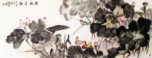 《荷塘清趣》（1800X70cm）价格：4000元