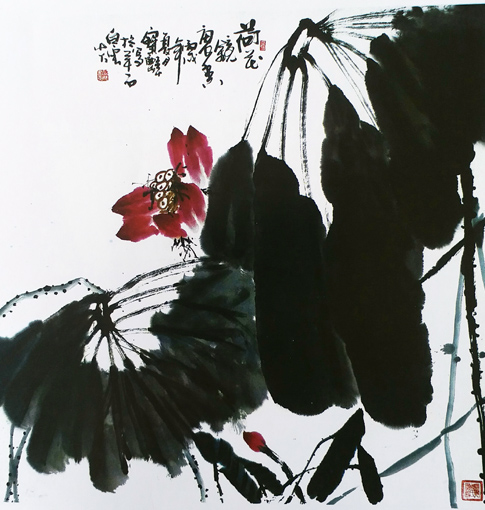 《荷花镜争香》规格：67x67cm 价格：每平尺8000元
