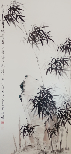 王永亮作品5《墨竹》规格：130cmX63cm.售价：14800元