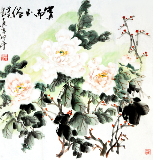 于天忠作品《贵而不俗》规格：69cmx68cm（价格：每平尺3万元）