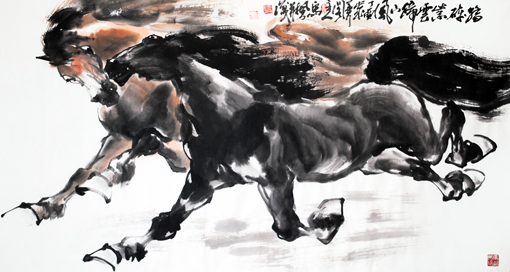 作品《双骏》4尺整张 价格8万